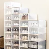 Vergrote transparante schoenendoos opvouwbare opslag plastic helder home organizer stapelbaar display gesuperponpos combinatie schoenen containers kast dozen jy0531