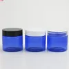50 x 60g Vuoto Blu PET Crema Vasetti Contenitori 2oz Cobalto Imballaggio cosmetico con coperchi in plastica Bianco Nero Trasparente Capgoods qty