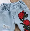Дети девочка одежда комплекты одежды стиль цветок кружева длинные рукава топы джинсовые брюки 2шт наряды