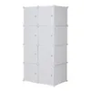 Kub arrangör stapelbara plastförvaring hyllor design multifunktionell modulär garderobskåp med hängande stång vit
