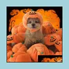 Forniture per abbigliamento per cani Animali domestici Giardino Ornamenti per capelli Decorazioni di Halloween Cappelli di zucca divertenti Costume animale carino Personalità trasformata H