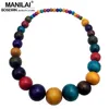 Manilai mode bohemia färgglada unika träpärlor överdrivna halsband för kvinnor uttalande smycken tillbehör 211015