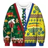 Herrhuvtröjor Herr Kvinnor Ugly Christmas Sweater 3D Rolig Clowntryckt Höstlovsfest Xmas Sweatshirt Pullover Tröjor Toppar