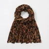 Popular 2021 mulheres lenço de inverno manter quente leopardo ruga frouxo longo macio alta qualidade grande lenço de algodão xale