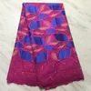 5 Yards / lot Meraviglioso tessuto di cotone africano fucsia fucsia ricamo blu svizzero Voile pizzo matches flower decorazione per spogliatoio PL12925