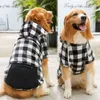 Plaid hond hoodie hond kleding truien met hoed en zak grote honden winter jassen warme pet fleece jas koud weer huisdieren kleding voor labrador golden retriever xxxl