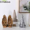 Ermakova 2 stks Boeddha Standbeeld Handen Sculpturen Monnik Figurine Tathagata India Yoga Fengshui Home Decoratie Accessoires 210811