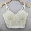 Acrylic Beads Shine Nightclub Party Tube Top with Built in Bra Push Up Bralette Crop Top Women Camis Tops Sexy Female Clothing X074497761
