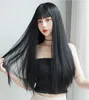 Brazilian Black Long Silky Straight Full Wigs Human Hair Heat Resistant Glueless Synthetic Lace Front Wig for Fashion Women 35cm-65cm