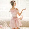 Kjolar prinsessan söt lolita kjol set godis regn sommar uppdatering japansk stil söt av axelrosa toppar båge c16ab6108