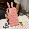 rabbit ear mobile phone case For Iphone 12 Mini Pro 11 XR XS MAX X 10 8 7 Plus Push Soft Silicone Rainbow Fashion Cellphone Back Skin fidget Case Unique 3D Phone Cases