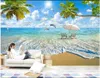 Anpassad tapet för väggar 3D Foto tapeter Väggmålningar Moderna vackra HD Sea View Tree Beach Landscape målning vardagsrum TV bakgrund väggpapper heminredning