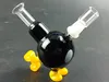 Mini süße schwarze Becherglas Bong Wasserpfeifen gelber Halter 10 cm Wasserpfeifen 18,8 mm Gelenk 23 cm Höhe mit Schüssel Raucherzubehör