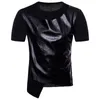 Chegada de verão Round Round Fight Fight Leather Hip Hop Plus Tamanho casual Simple Black Men Black Sleeved Camisetas de camiseta de mangas curtas