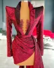 Czerwony 2022 ciemne sukienki wieczorowe Kurtka długie rękawy Veet De głębokie szyja seksowna dorskurt niestandardowe suknie na imprezę plus rozmiar