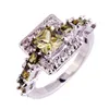 Hot Style 925 Silver Wedding Ring Square Rhinestone Ringar Smycken