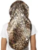 Cuffia per capelli Leopardo nero satinato Fascia elastica morbida Cuffia per dormire setosa Cuffia grande Cuffia da donna per trecce