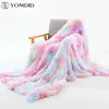 Super macio cobertor de pelúcia arco-íris arco-íris cobertores de lã colorido coxim coberta peludo fuzzy pele quente aconchegante couch cobertor para inverno 211122