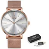 Rose Gold White Women Watch Casual Quartz es Ladies LIGE Top Brand Female Wrist Girl Clock Relogio Feminin 210616