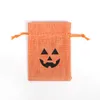 Halloween Linen Drawstring Gift Wrap Bag Candy Bags Pumpkin Witch Decoration Pouch For Spider Bat Skull Design LLD10316