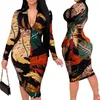 Plus storlek kläder för kvinnor klänningar s-5xl långärmad vintage klänning elegant hög midja bodycon klänning grossist dropshipping 210409