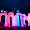 Bolas 3mh grande arco inflável redondo com iluminação led decoração festa de casamento evento arco-íris entrada linha de acabamento iluminado