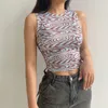 Impresso Camis Y2K Aesthetic Crop Top Sem Mangas Skinny Tank Top O Pescoço Verão Sporty Tops Streetwear Corset Suores 90s 210514