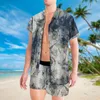 Heren tracksuits Men Hawaiian Sets 2022 Zomer afdrukken Korte mouwen Knop Shirt Strand Short Shorts Sand Tweedelig Casual Mens Suit heren