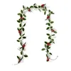 Kwiaty dekoracyjne Wieńce 6 / 8Fet Czerwona jagoda Boże Narodzenie Garland Elastyczne Sztuczne Dla Winter Year Wakacje Wedding Party Decor