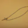 Collier pendentif croix glacée or argent chaîne de Tennis hommes femmes Hip Hop colliers bijoux 211Y