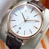 Patrimony 85180000R-9248 Miyota 8215 Automatic Mens Watch 18K Rose Gold White Dial Stick Markers Brown Leather Strap Watches 5 Styles Puretime01 E127a1