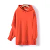 GCAROL Herbst Winter Damen Sweatshirt mit langer Kapuze, 80 % Baumwoll-Fleece, Candy Jersey, übergroße Schulterpartie, Boyfriend-Stil, Sweatshirt 210728