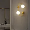 Modern light luxury high quality living room LED wall lamp bedroom bedside hotel stairwell decorative brass lamp