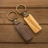 Porte-clés en cuir personnalisé, pendentif en bois de hêtre, sculpture, décoration de bagages, porte-clés, bricolage, cadeau de vacances de Thanksgiving, Souvenir