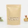 kraft paper bag with window package food storage doypack stand up pouch square diy reusable resealable zipper smell proof pouches