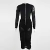 Vrouwen sexy transparante kant mesh zwarte bandage jurk dames trendy ontwerper beroemdheid chique party vestido 210527