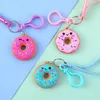 Decompression Toy Keychain Charms Mini Kawaii Plastic Food Novelty Donuts Cake Ice Cream Pendant For Key Backpack Decoration Girl