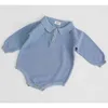 0-3Y né filles tricoté barboteuse vêtements coton Triangle barboteuses à volants infantile bébé garçons combinaison salopette 210417