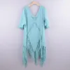 Women's Swimwear See Through Backless Sheer Dress Mini Vestido Sexy Beach Coverup Crochet Tassel Sun Proof Swimsuit Cover Ups For Women