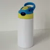 12oz Sippy Cup 350ML Сублимационные детские водяные бутылки с соломиной крышкой портативный из нержавеющей стали, питьевой стали для детей