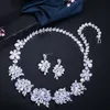 Cwwzirkons luxe bruids sieraden sets mousserende zirkonia kristal bruiloft ketting oorbellen accessoires voor bruiden T116 H1022