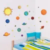 Güneş Sistemi Gezegenleri Ay Duvar Çıkartmaları Çocuklar Hediye Yatak Odası Dekoratif Çıkartmalar DIY Karikatür Duvar Sanatı PVC Kreş Erkek Posterler 1313. 210420