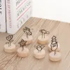 1PC 4CM Creative Round Wooden Note Picture Frame Clip Table Number Wedding Photo Holder Photo Clip Memo Name Card Pendant Holder