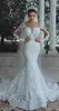 Moderne Nouveau 2021 Romantique Magnifique Manches Longues Robes De Mariée Sirène Perles Dentelle Princesse Robe De Mariée Sur Mesure Appliques Voir À Travers