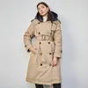 İngiliz Aşağı Trençkot Kış Beyaz Ördek Ceket Kadın Kapşonlu Uzun Kalın Sıcak Ceketler Kirpi Tüy Kadın Parka Mujer 211013