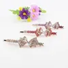 Pinces à cheveux Barrettes Femmes Clip Arc-noeud Barrette Rosette Marque Accessoires Strass Blanc Rose Violet K9 Cristal Grip Alliage 1 PC