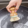 Bambusowa mini szczotka do szorowania narzędzia kuchenne włosie kokosowe szczotki do garnków zmywarka do naczyń zlew łazienka gospodarstwo domowe czyste DD349