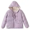 Kvinnor godis färger vinter hooded puffer jacka kvinnlig lös långärmad kappa hajuku varma oversize parkas rosa vitblå 211216