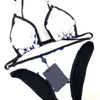 Moda Sexy Lettera Black Bikini Femminile Backless Backless Floral Suit da bagno Due pezzi Party Swimwear Swimwear Trendy Travel Charm Swimsuit