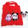 Wholesale Lovely and cute Panda style Nylon folding Shopping Bag Foldable Plastic storage Bags